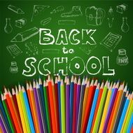 Back to school poster vector colorful crayons N2