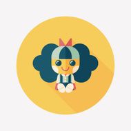 girl doll toy flat icon with long shadow eps 10 N68