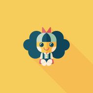 girl doll toy flat icon with long shadow eps 10 N70