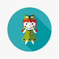 girl doll toy flat icon with long shadow eps 10 N73