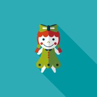 girl doll toy flat icon with long shadow eps 10 N75