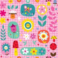 cute flowers mushrooms nature pattern