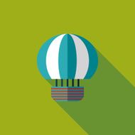 Hot Air Balloon flat icon with long shadow N25