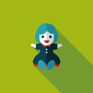 girl doll toy flat icon with long shadow eps 10 N76