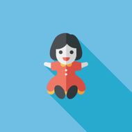 girl doll toy flat icon with long shadow eps 10 N77