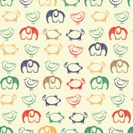 Seamless pattern with cute funny animals