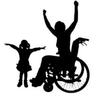 Vector silhouettes of people in a wheelchair N29