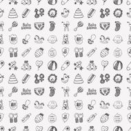 seamless doodle baby pattern N28