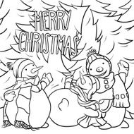 Snowmen Playing In The Snow - Christmas Illustration