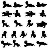 Vector silhouette of a toddler N13