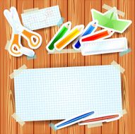 School background with paper elements and blank