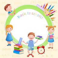 Back to school illustration with happy kids N5