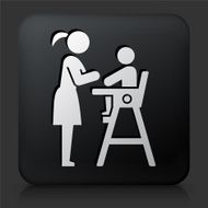 Black Square Button with Baby &amp; Mother Icon