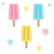 Ice cream set with blots splashes Pattern