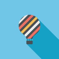 Hot Air Balloon flat icon with long shadow N26