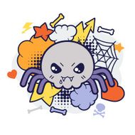 Halloween kawaii print or card with cute doodle spider