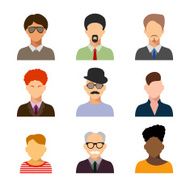 Avatars business man flat icons set isolated on white backgroun N6