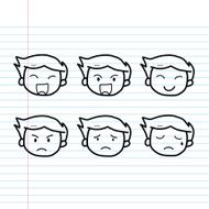 face emotion boy cartoon sketch