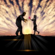 Father&#039;s Day background Father and child in the sunset N31