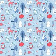 Seamless pattern with forest animals N3