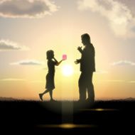 Father&#039;s Day background Father and child in the sunset N34