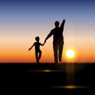 Father&#039;s Day background Father and child in the sunset N35