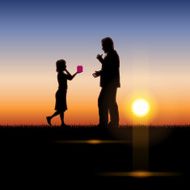 Father&#039;s Day background Father and child in the sunset N36