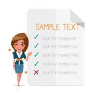 Smart girl with choice paper background - vector illustration