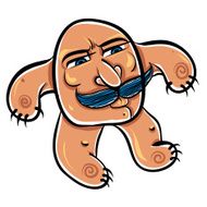 Funny cartoon monster with mustaches vector illustration