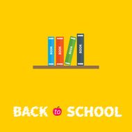 Book shelf with four books Back to school Flat design