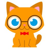 Adorable Cartoon Cat With Glass And Bow Tie