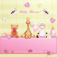 Baby shower card with toys N49