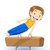 Little boy pommel horse gymnastics&lrm;