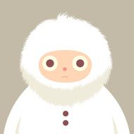 Fake fur inuit eskimo stare cartoon character illustration