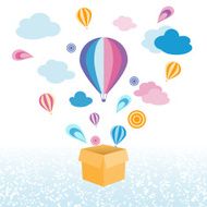 Vector illustration in flat style - hot air balloons