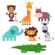 Cute African animals set