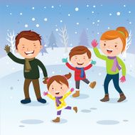 Winter fun Happy family in the snow