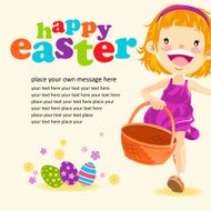 Happy Teenage Girl Paying Easter Egg Hunt