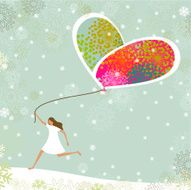 Christmas love balloon and girl