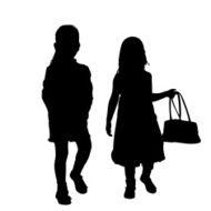 Vector silhouette of children N412