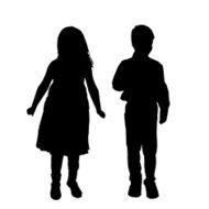 Vector silhouette of children N413