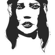 Black and white hand-drawn woman portrait Ink painting imitation