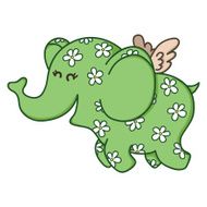 Cute doodle flying elephant N4