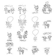 hand drawing cartoon happy family N6