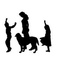 Vector silhouette of a family N129