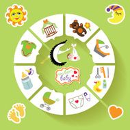Circle vector baby infographic New born