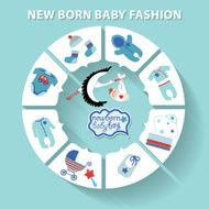 Circle vector baby infographic New born boy fashion