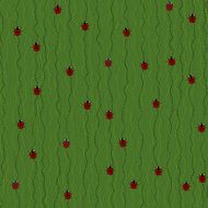 Red Ladybugs on a Dark Green Background Seamless vector pattern N2