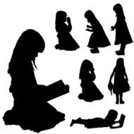 Vector silhouette of girl N128