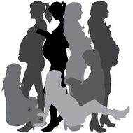 Vector silhouette of a pregnant